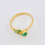 Anillo Olas Abultadas Esmeraldas 80pts 3gr / T7 3/4 / Oro Amarillo 18K ©