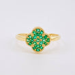 Anillo Trebol Tupido Esmeraldas 33pts 2.9gr / T8 / Oro Amarillo 18K ©
