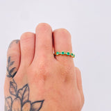 Anillo Cubico Lineal Esmeraldas 33pts 2.2gr / T6 3/4 / Oro Amarillo 18K ©