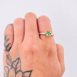 Anillo Flor Fulminante Esmeralda 23pts Diamantes 14pts 3.1gr / T6 1/2 / Dos Oros Amarillo Blanco 18K ©