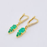 Set Elegancia Victoriana - Candongas 3cm - Dije 2.1cm - Anillo T7 1/4 Esmeraldas 3 Qts 7gr / Oro Amarillo 18K ©