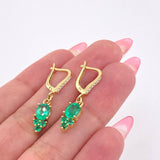 Set Elegancia Victoriana - Candongas 3cm - Dije 2.1cm - Anillo T7 1/4 Esmeraldas 3 Qts 7gr / Oro Amarillo 18K ©