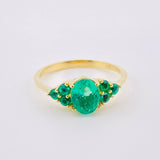 Set Elegancia Victoriana - Candongas 3cm - Dije 2.1cm - Anillo T7 1/4 Esmeraldas 3 Qts 7gr / Oro Amarillo 18K ©