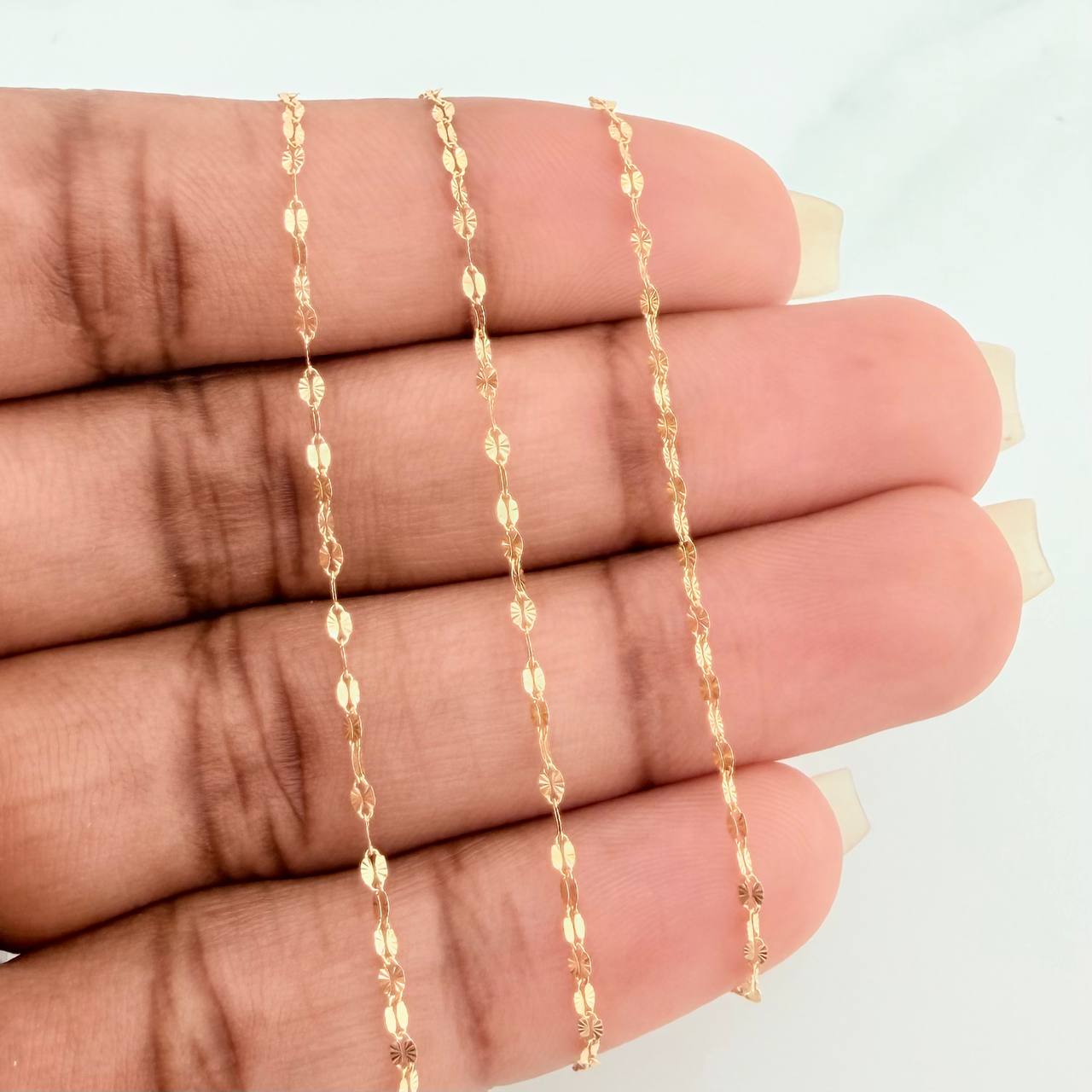 Cadena Flor Espejo 0.8gr / 44.5cm / 0.8mm Oro Amarillo +3 18K &