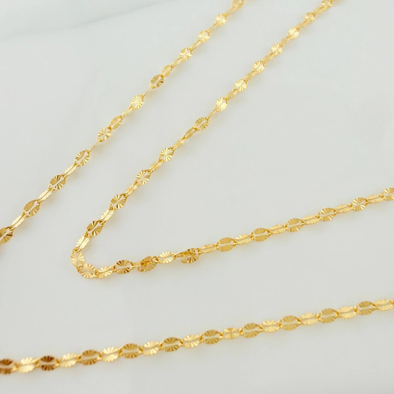 Cadena Flor Espejo 0.8gr / 44.5cm / 0.8mm Oro Amarillo +3 18K &