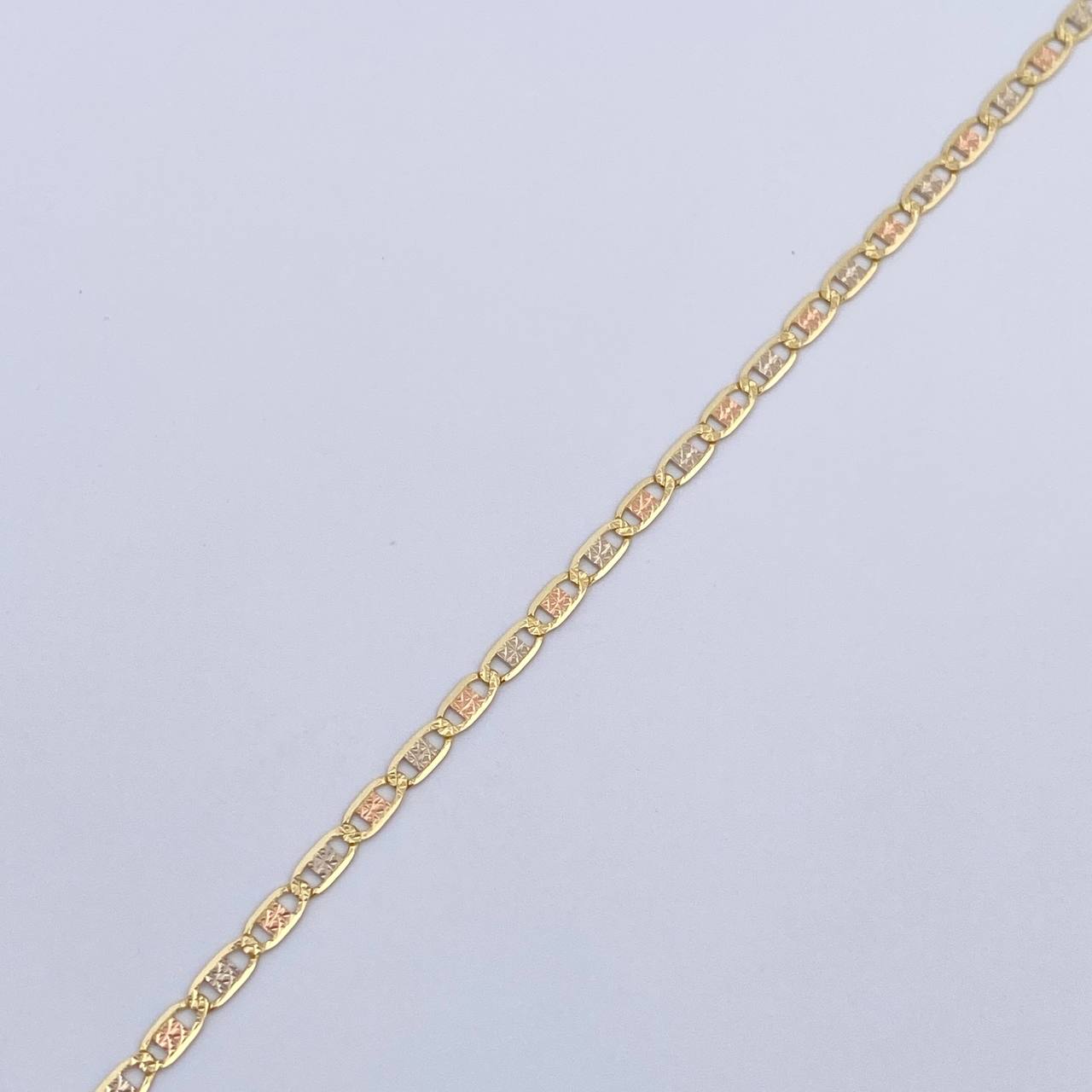 Pulso Escalera Plana 1gr / 19cm / 1.7mm Diamantado Tres Oros +3 18K $