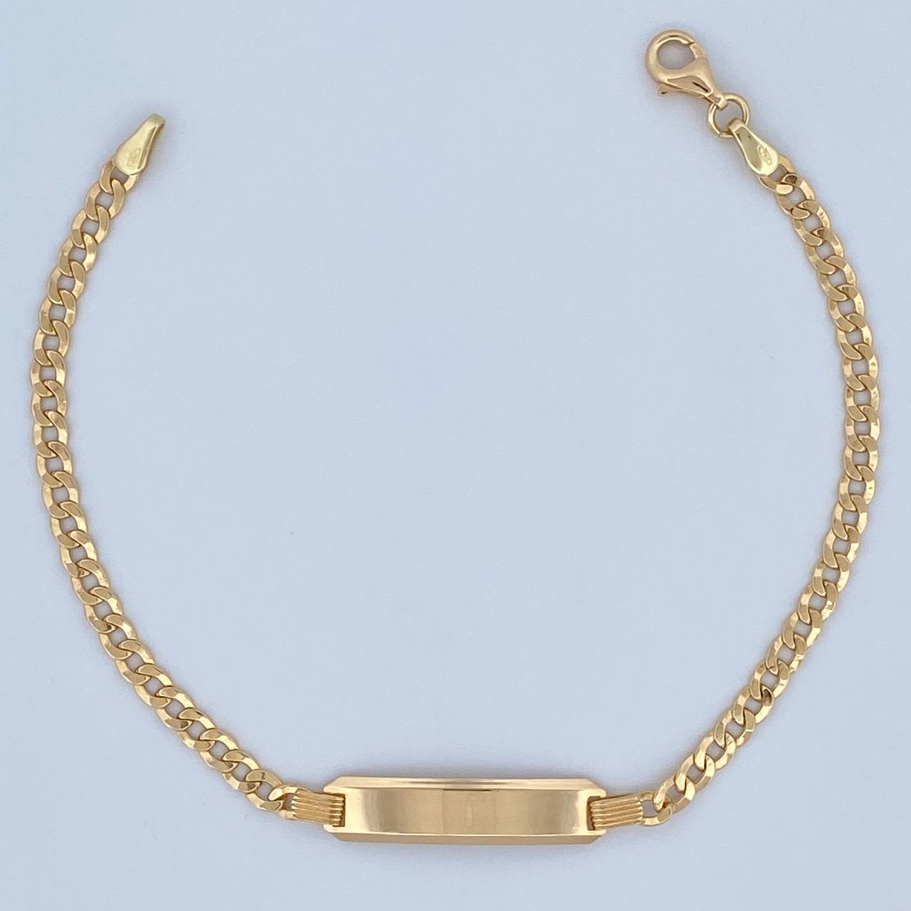 Pulso Cubano 3.8gr / 19.3cm / 3.2mm Placa Octagonal Curva Oro Amarillo +0 18K $