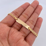 Pulso Cubano 3.8gr / 19.3cm / 3.2mm Placa Octagonal Curva Oro Amarillo +0 18K $