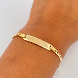 Pulso Cubano 3.8gr / 19.3cm / 3.2mm Placa Octagonal Curva Oro Amarillo +0 18K $