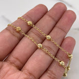 Tobillera Tipo Militar 2.5gr / 25.6cm / 3.6mm Bolas Diamantadas Oro Amarillo 18K $