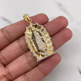Dije Virgen Guadalupe 11.65gr / 4.2cm / Circones Negros Blancos Oro Amarillo 18K $