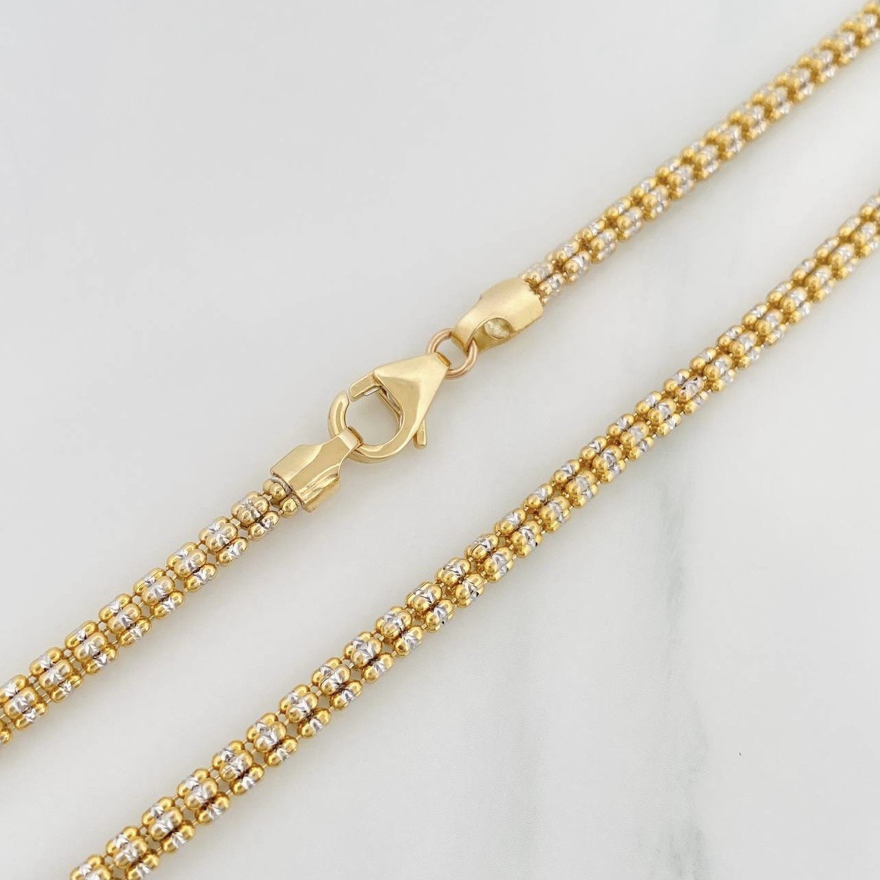 Cadena Ice 20.55 g / 65.5 cm / 3.2 mm Dos Oros Amarillo Blanco 18K