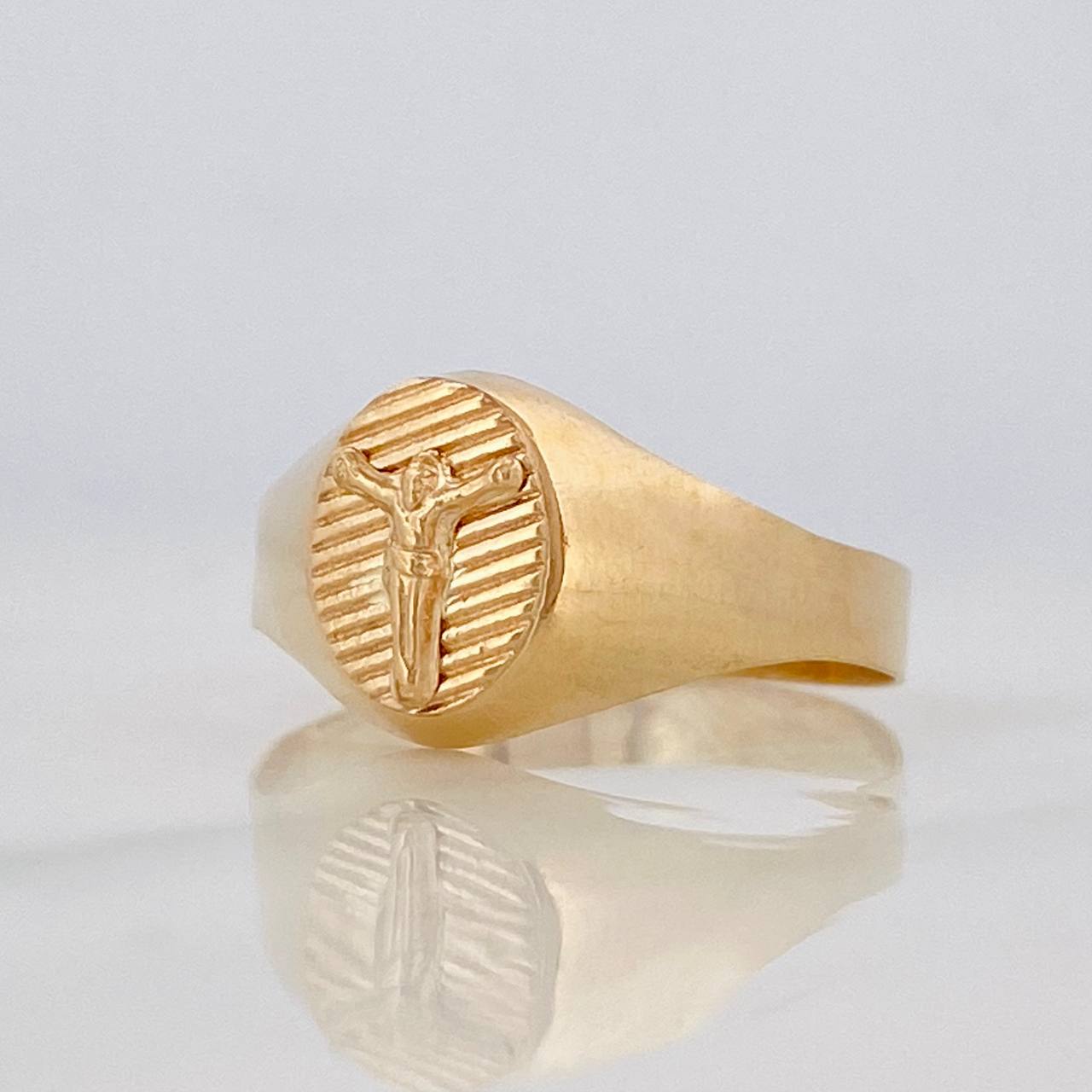 Anillo Sello Cristo 1.5g / T6 1/4 Oro Amarillo 18K
