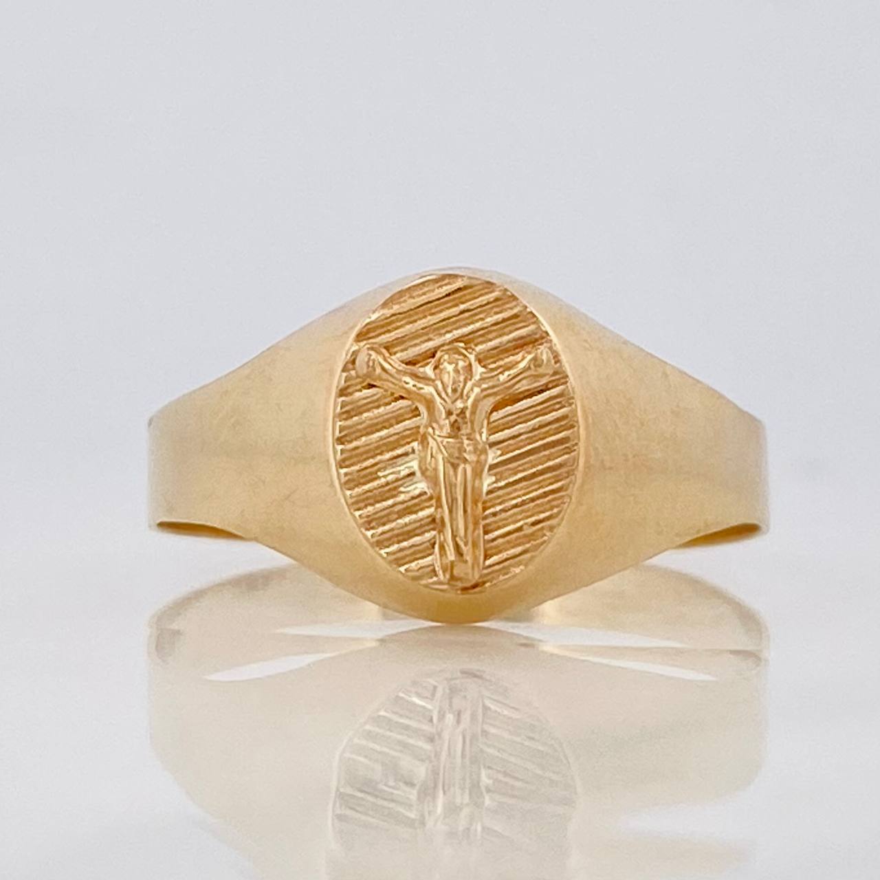 Anillo Sello Cristo 1.45g / T6 1/2 Oro Amarillo 18K