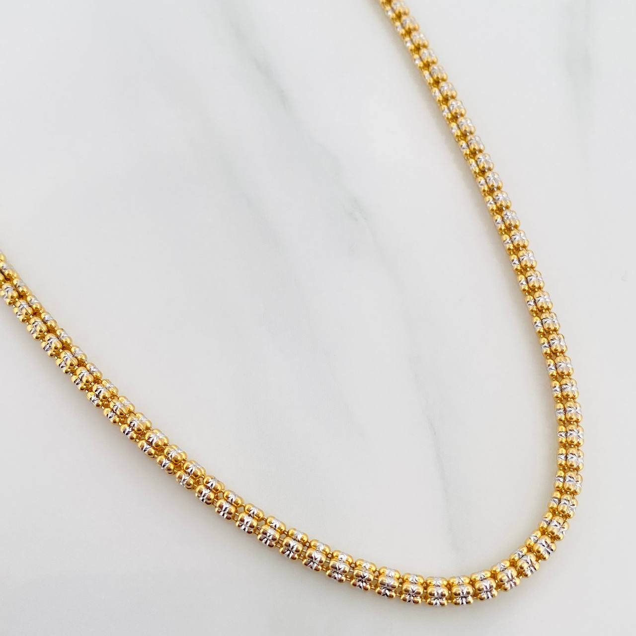 Cadena Ice 20.55 g / 65.5 cm / 3.2 mm Dos Oros Amarillo Blanco 18K