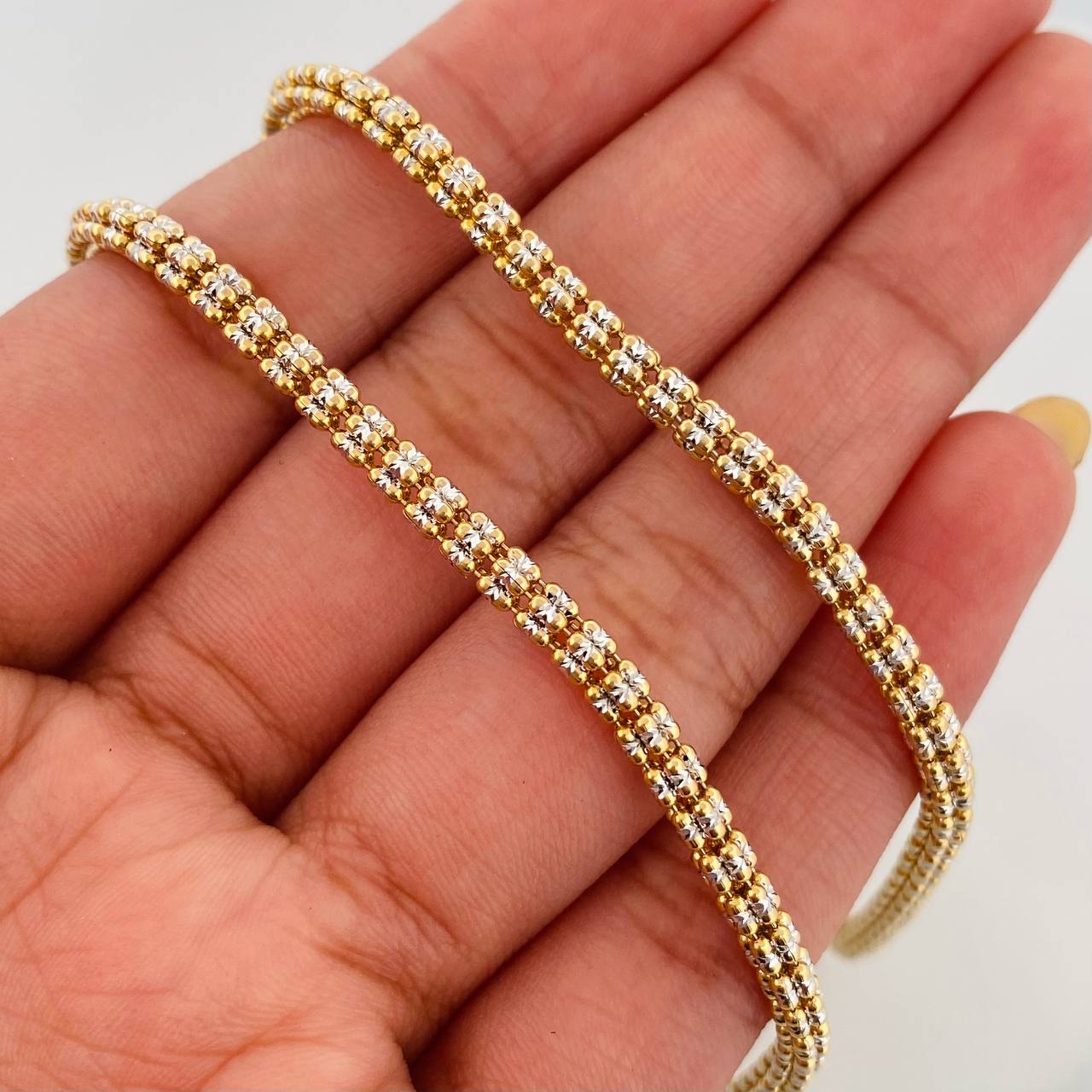 Cadena Ice 20.55 g / 65.5 cm / 3.2 mm Dos Oros Amarillo Blanco 18K