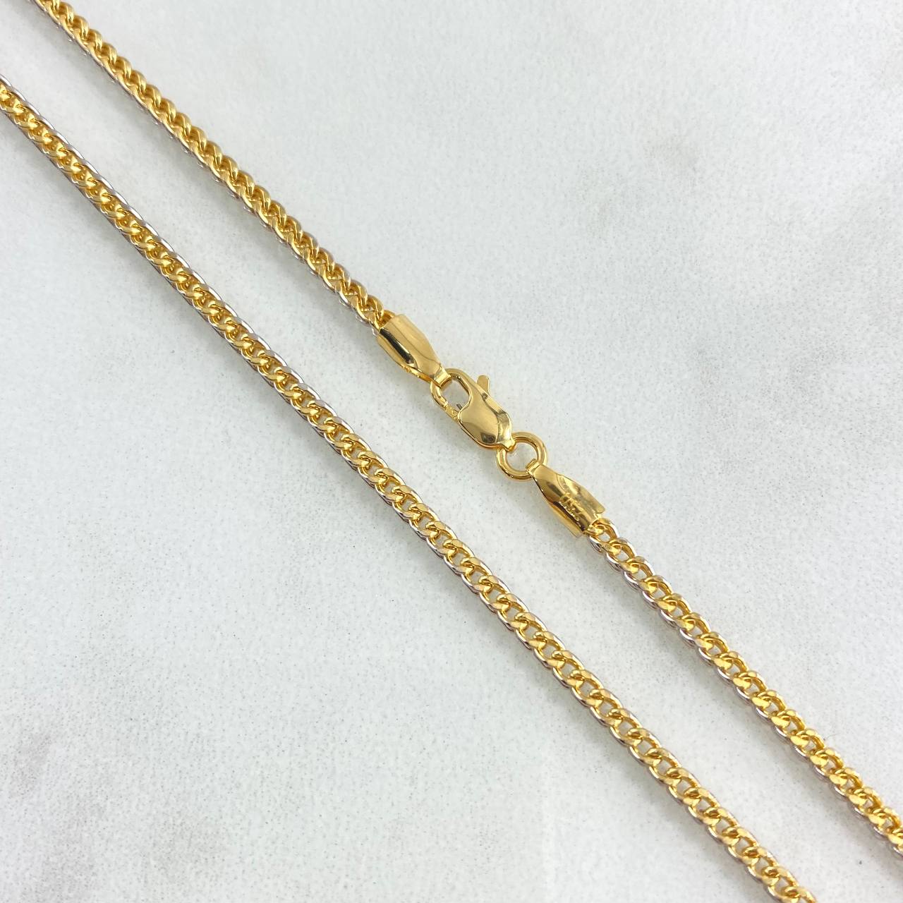 Cadena Franco 8.3gr / 60cm / 2.2mm Dos Oros Amarillo Blanco +3 18K
