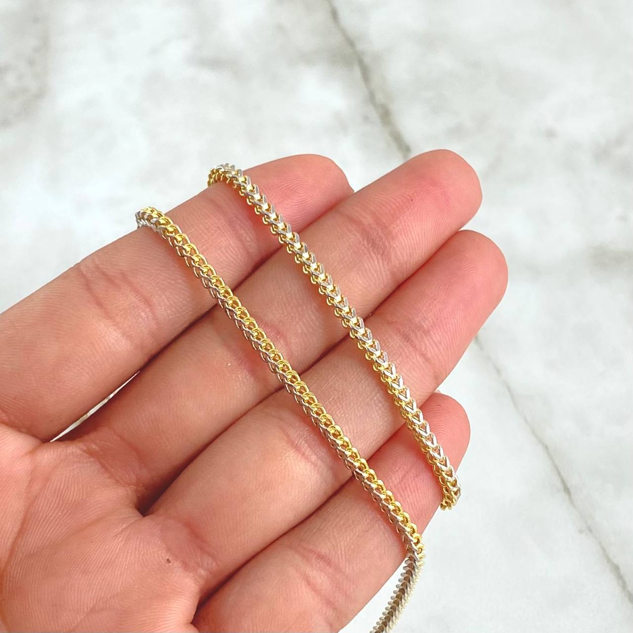 Cadena Franco 8.3gr / 60cm / 2.2mm Dos Oros Amarillo Blanco +3 18K