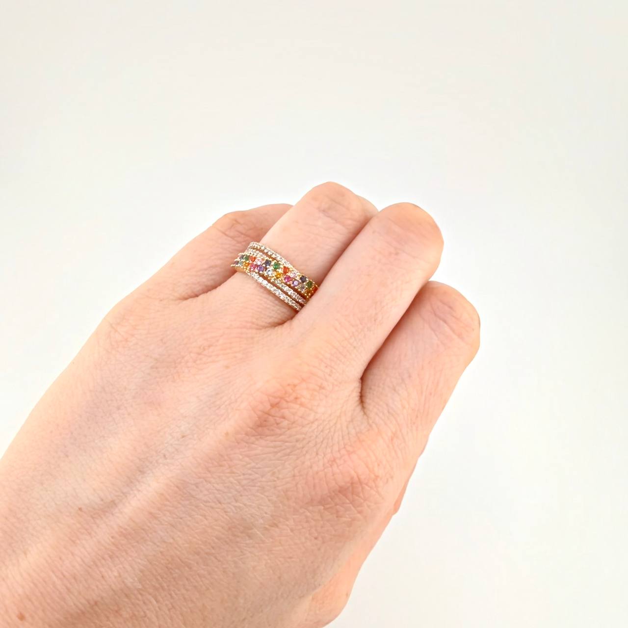 Anillo Enlace Arcoiris 3.8 g / T6 1/2 Oro Amarillo 18K
