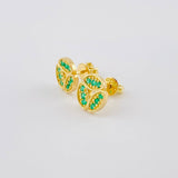 Topos Tres Hojas Esmeraldas 32Pts 2.3 g / 8.8 mm Oro Amarillo 18K