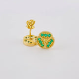 Topos Tres Hojas Esmeraldas 32Pts 2.3 g / 8.8 mm Oro Amarillo 18K