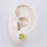 Topos Tres Hojas Esmeraldas 32Pts 2.3 g / 8.8 mm Oro Amarillo 18K
