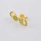 Topos Circulo Doble Media Luna Esmeraldas 44Pts 2.75 g / 8 mm Oro Amarillo 18K