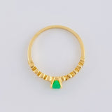 Anillo Solitario Constelación Esmeraldas 26Pts, Diamantes 16Pts 2.3 g / T8 Oro Amarillo 18K