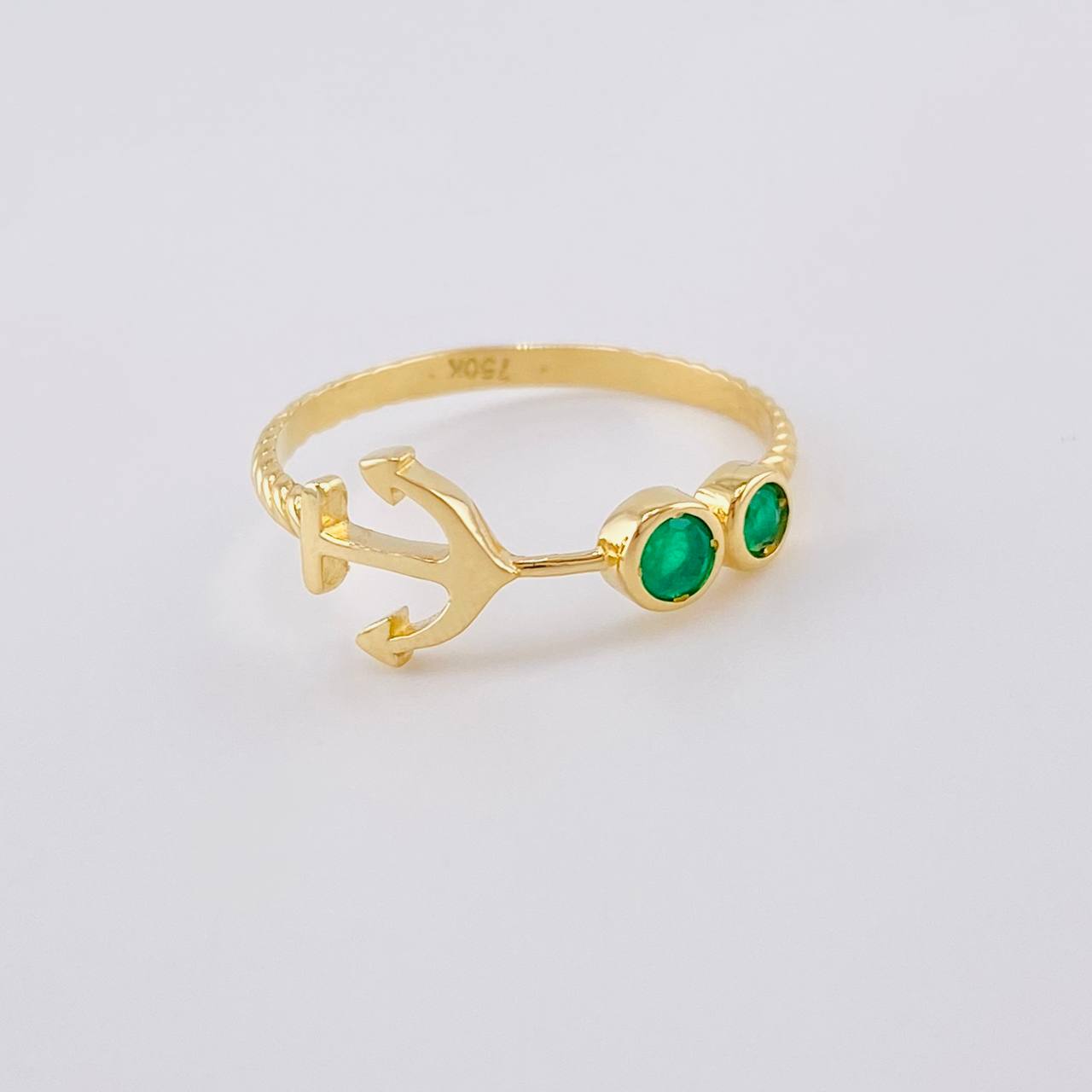 Anillo Ancla Arpon Doble 14Pts 1.5 g / T6 3/4 Oro Amarillo 18K