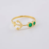 Anillo Ancla Arpon Doble 14Pts 1.5 g / T6 3/4 Oro Amarillo 18K