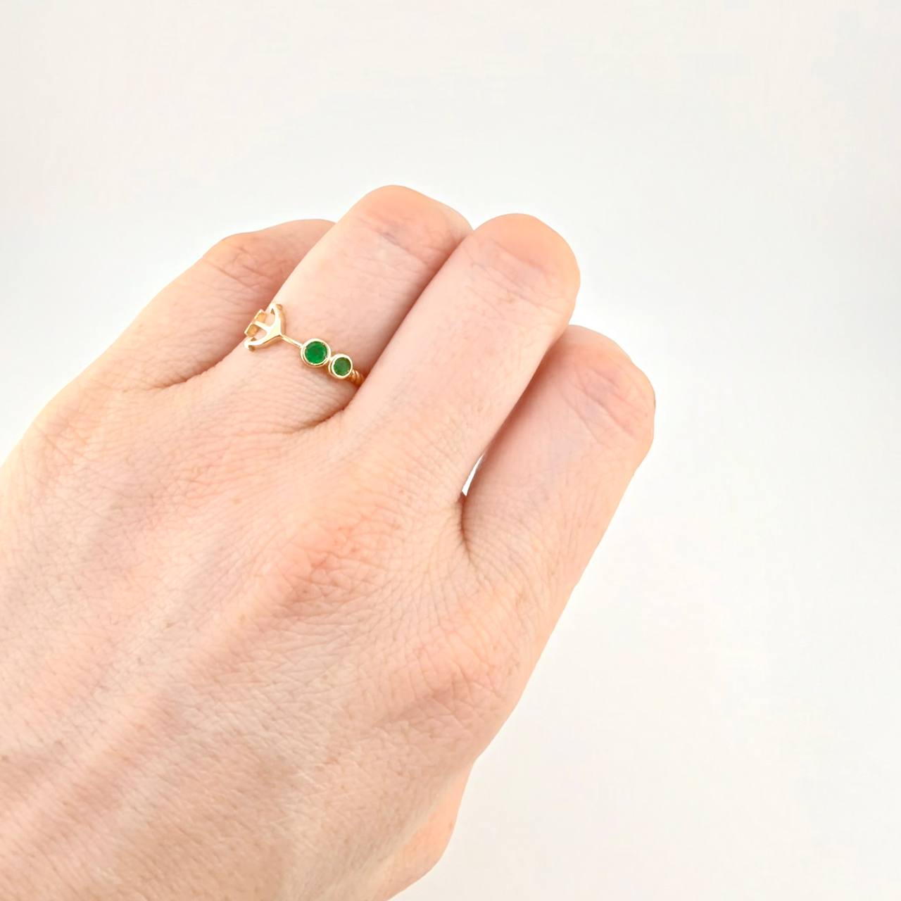 Anillo Ancla Arpon Doble 14Pts 1.5 g / T6 3/4 Oro Amarillo 18K