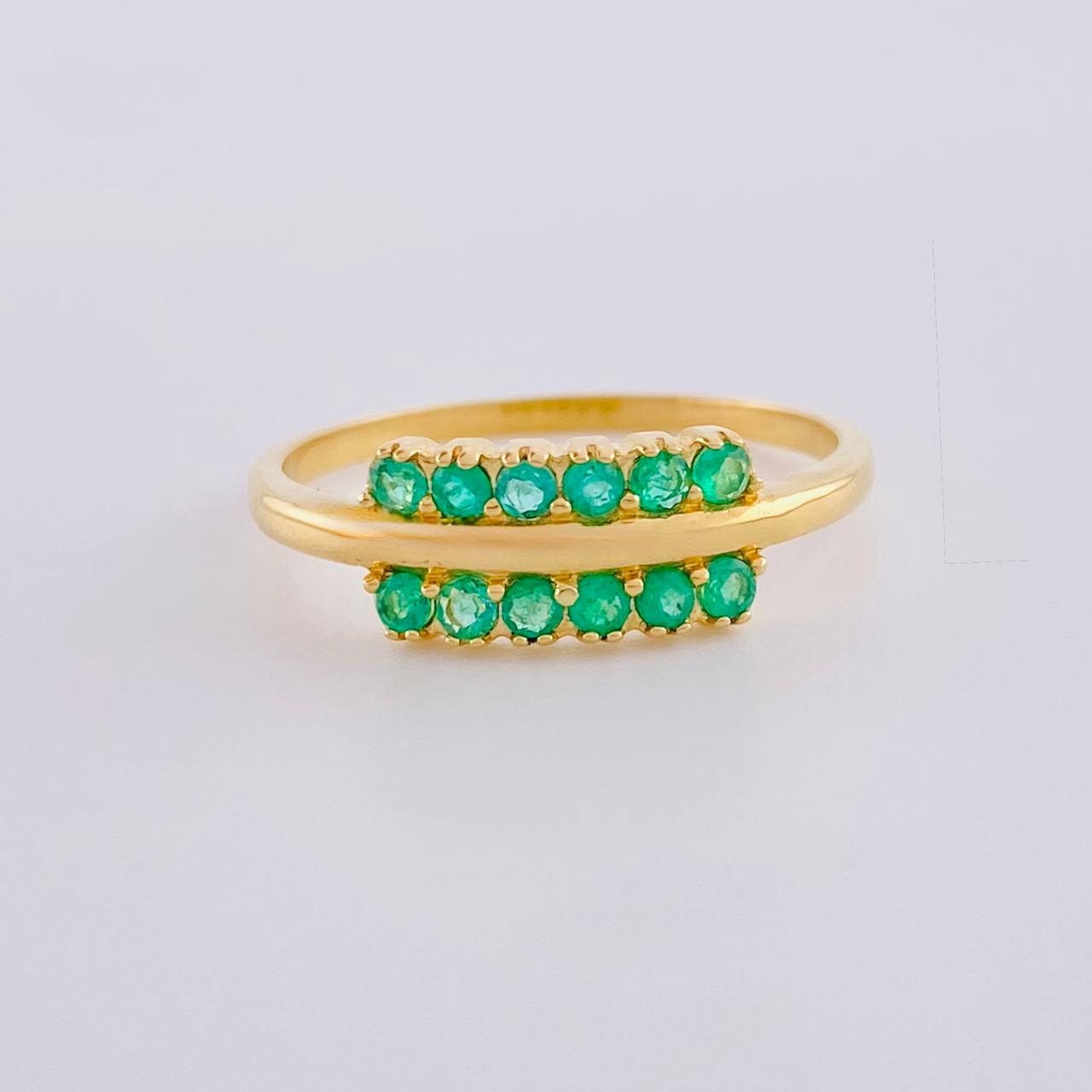 Anillo Doble Linea 37Pts 2.5 g / T7 3/4 Oro Amarillo 18K