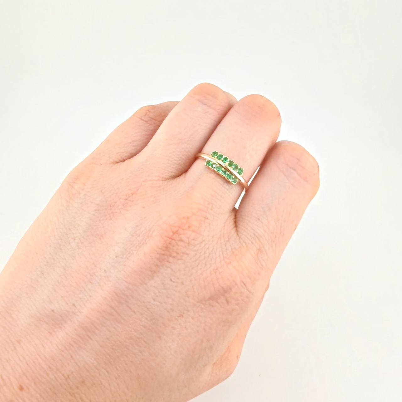 Anillo Doble Linea 37Pts 2.5 g / T7 3/4 Oro Amarillo 18K