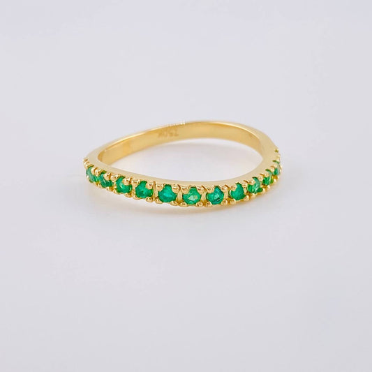 Anillo Carill Oleado Esmeraldas 23Pts 2.05 g / T6 1/2 Oro Amarillo 18K