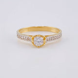 Anillo Solitario Corazón Barroco 2.1 g / T7 1/2 Dos Oros Amarillo Blanco 18K