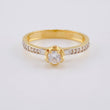Anillo Solitario Cetro Floreado 2.85 g / T7 1/2 Dos Oros Amarillo Blanco 18K