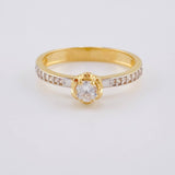 Anillo Solitario Cetro Floreado 2.85 g / T7 1/2 Dos Oros Amarillo Blanco 18K