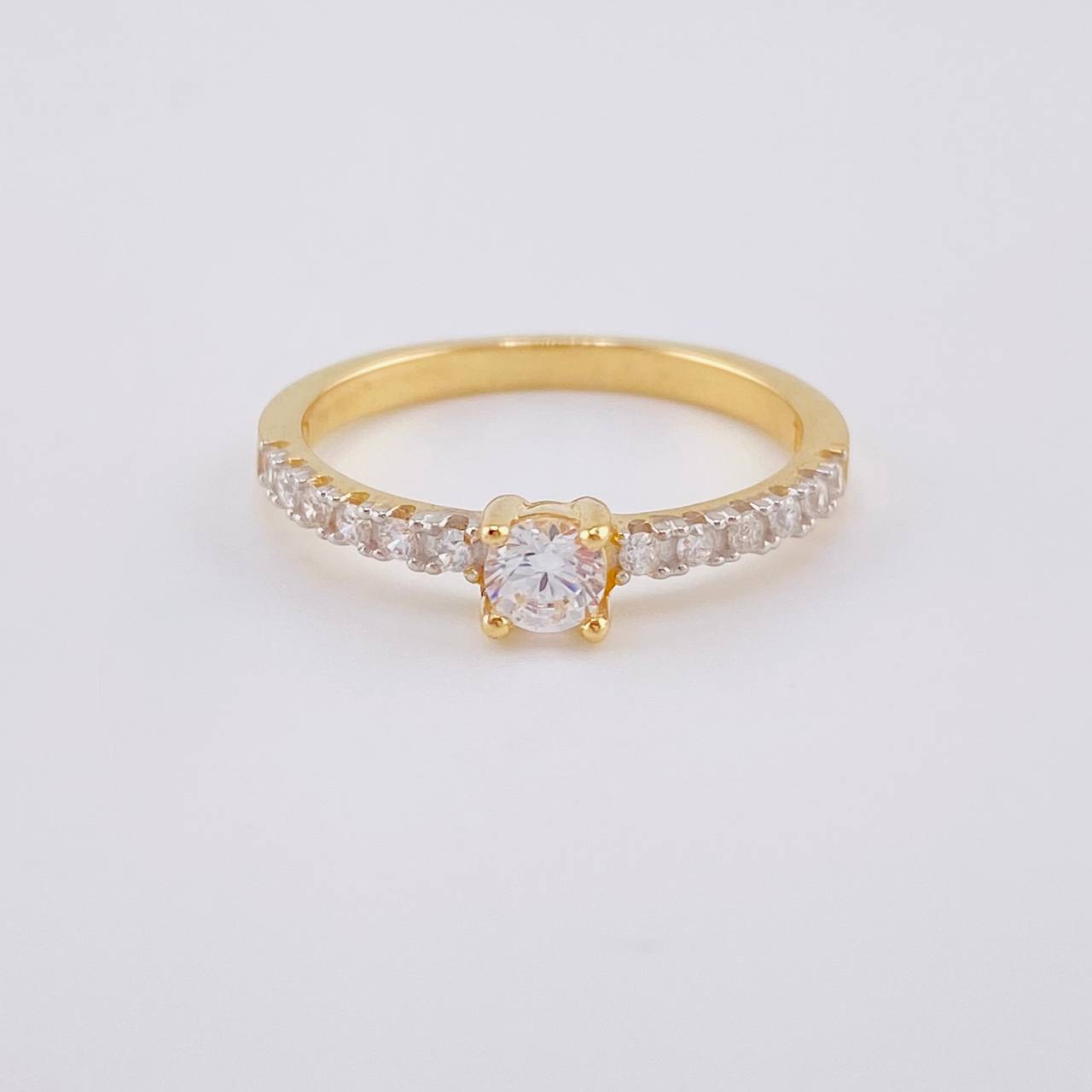 Anillo Solitario Churumbela Canasta Cuadrada 2.7 g / T8 Oro Amarillo 18K