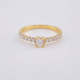 Anillo Solitario Churumbela Canasta Cuadrada 2.7 g / T8 Oro Amarillo 18K