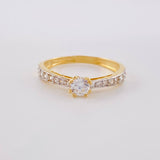 Anillo Solitario Puente Carril Descendiente 2.1 g / T7 Dos Oros Amarillo Blanco  18K