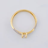 Anillo Solitario Cinta Espiral 1.9 g / T7 3/4 Dos Oros Amarillo Blanco 18K
