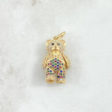 Dije Oso Articulado Overol 5.5gr / 2.9cm / Circones Multicolor Oro Amarillo 18K