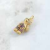 Dije Oso Articulado Overol 5.5gr / 2.9cm / Circones Multicolor Oro Amarillo 18K