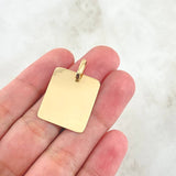 Dije Placa Rectangular Cuadrada 2.25gr / 2.2cm-3cm / Lisa Oro Amarillo 18K ©