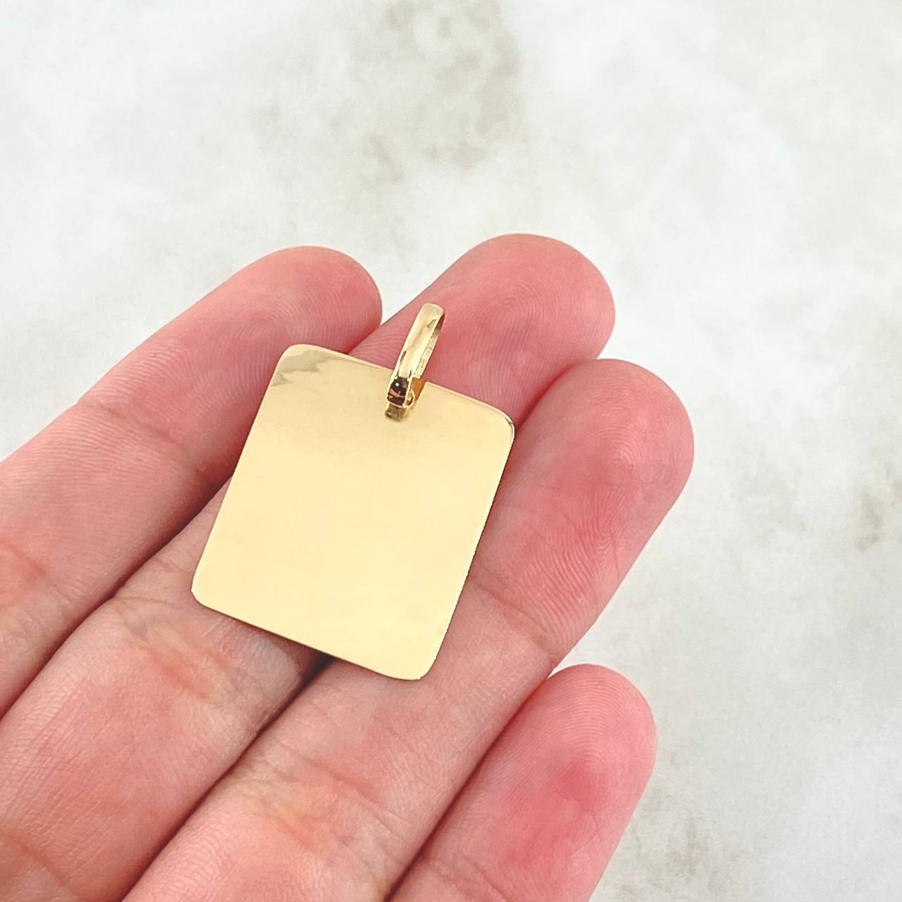 Dije Placa Rectangular Cuadrada 2.1gr / 2cm-3cm / Lisa Oro Amarillo 18K *