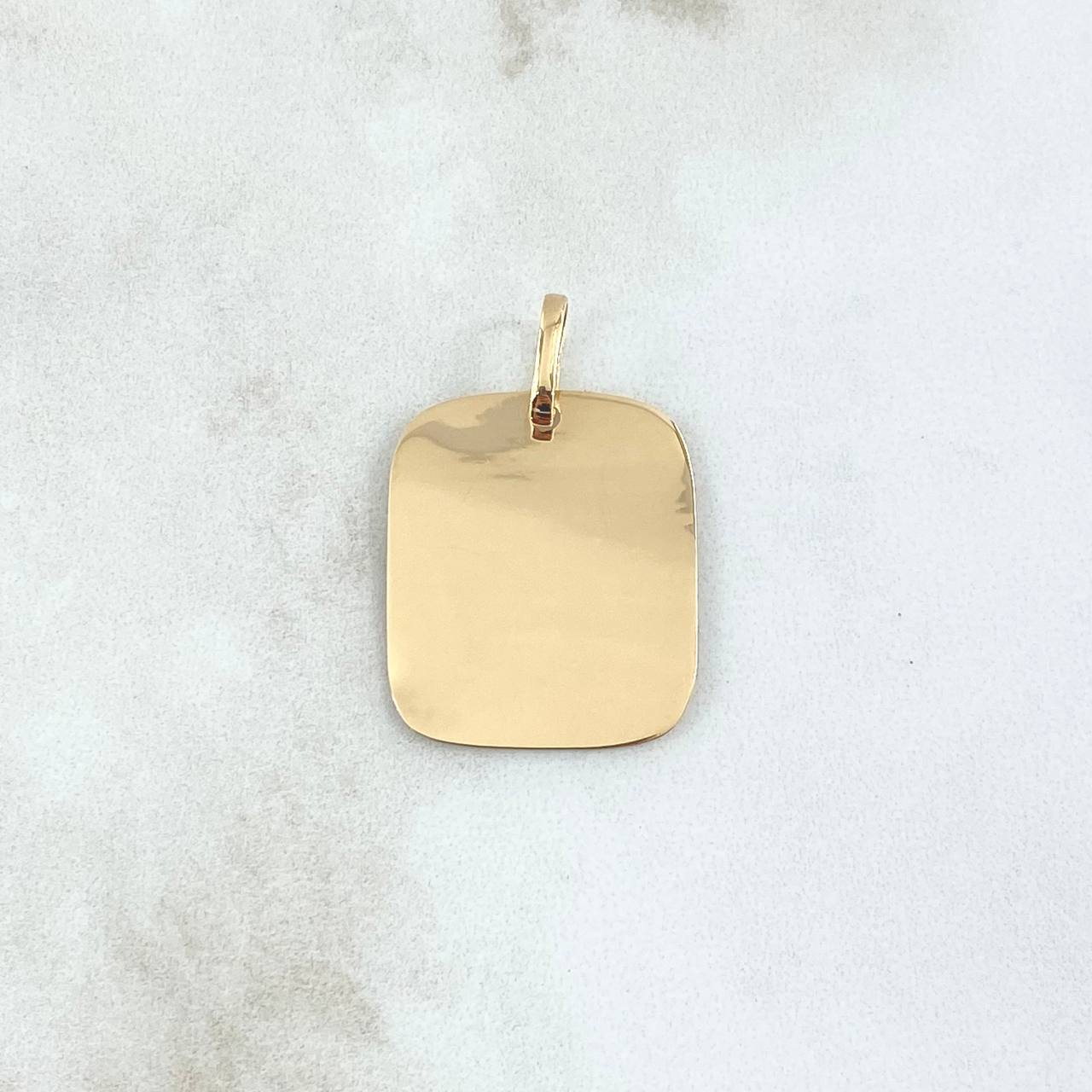 Dije Placa Rectangular Curva 2.15gr / 2cm-3cm / Lisa Oro Amarillo 18K