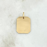 Dije Placa Rectangular Octagonal 2.1gr / 2cm-3cm / Lisa Oro Amarillo 18K *