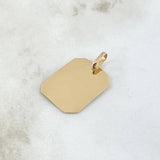 Dije Placa Rectangular Octagonal 2.1gr / 2cm-3cm / Lisa Oro Amarillo 18K *