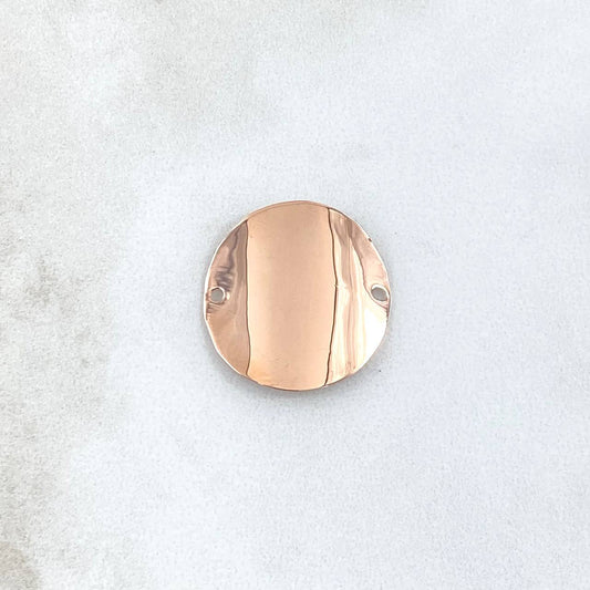 Herraje Placa Circular Curva 1.45gr / 2.1cm / Lisa Oro Rosa 18K ©
