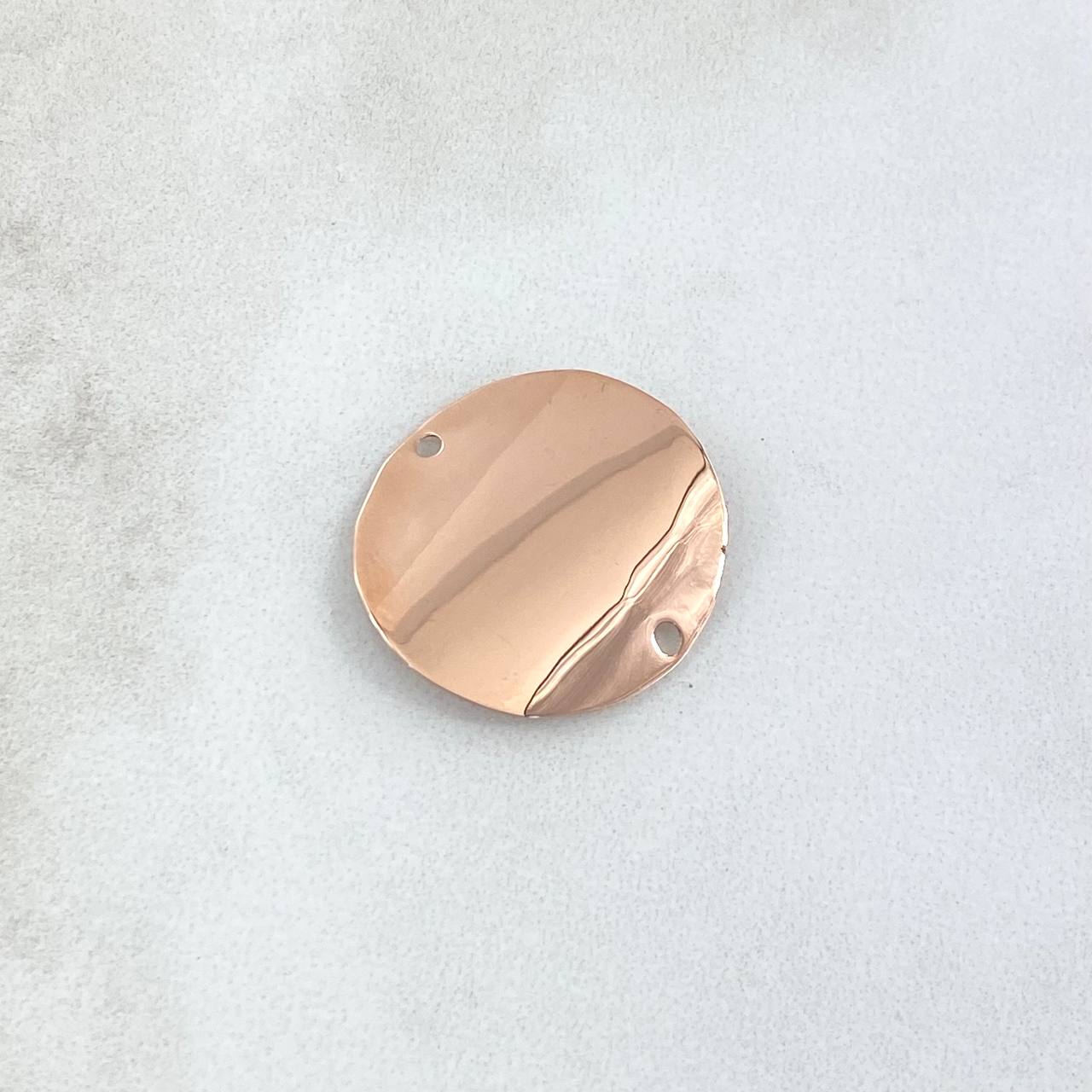 Herraje Placa Circular Curva 1.75gr / 2.3cm / Lisa Oro Rosa 18K